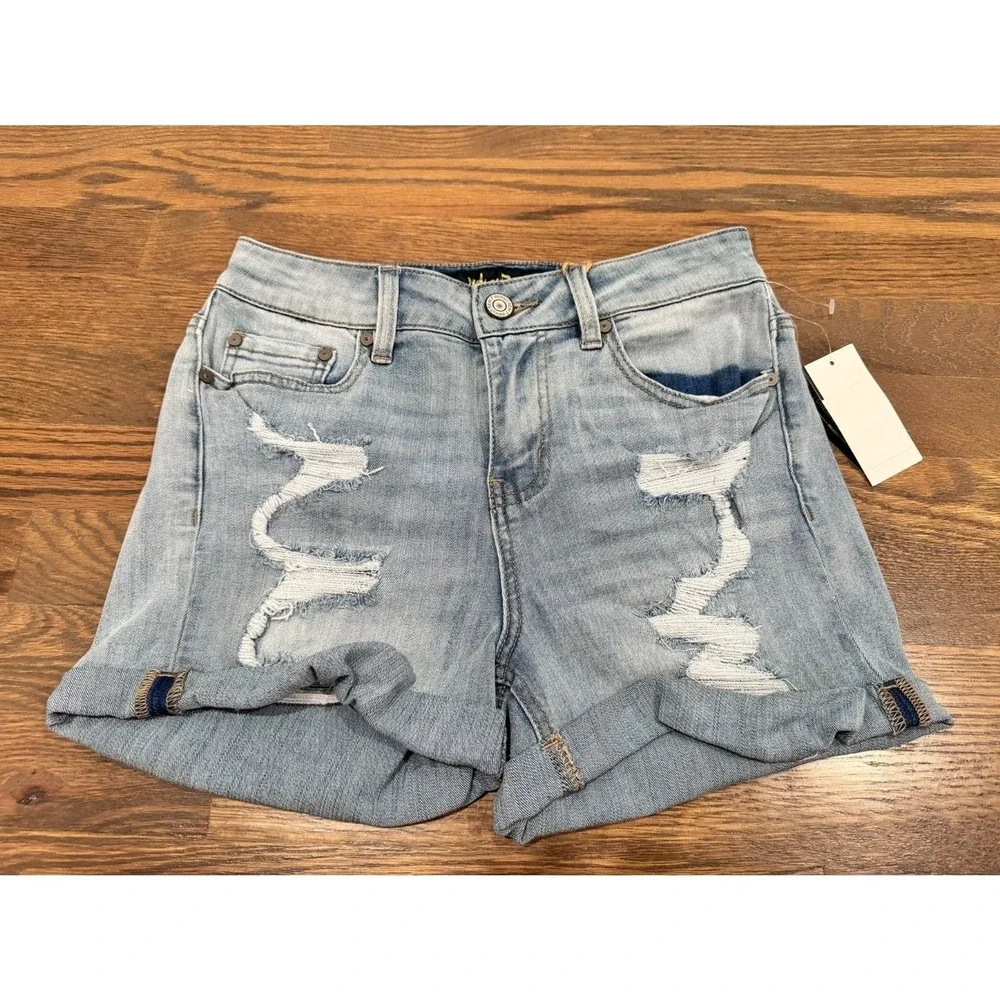 Indigo Rein Stretch Hi Rise Denim Short Size 7 - Picture 1 of 7